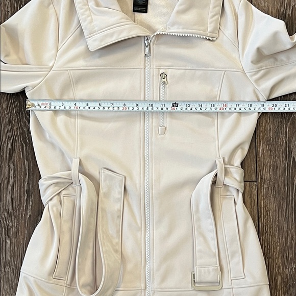The North Face TNF Apex Women’s Large Cream Zip-Front Long Jacket with Waist Tie - Picture 14 of 16
